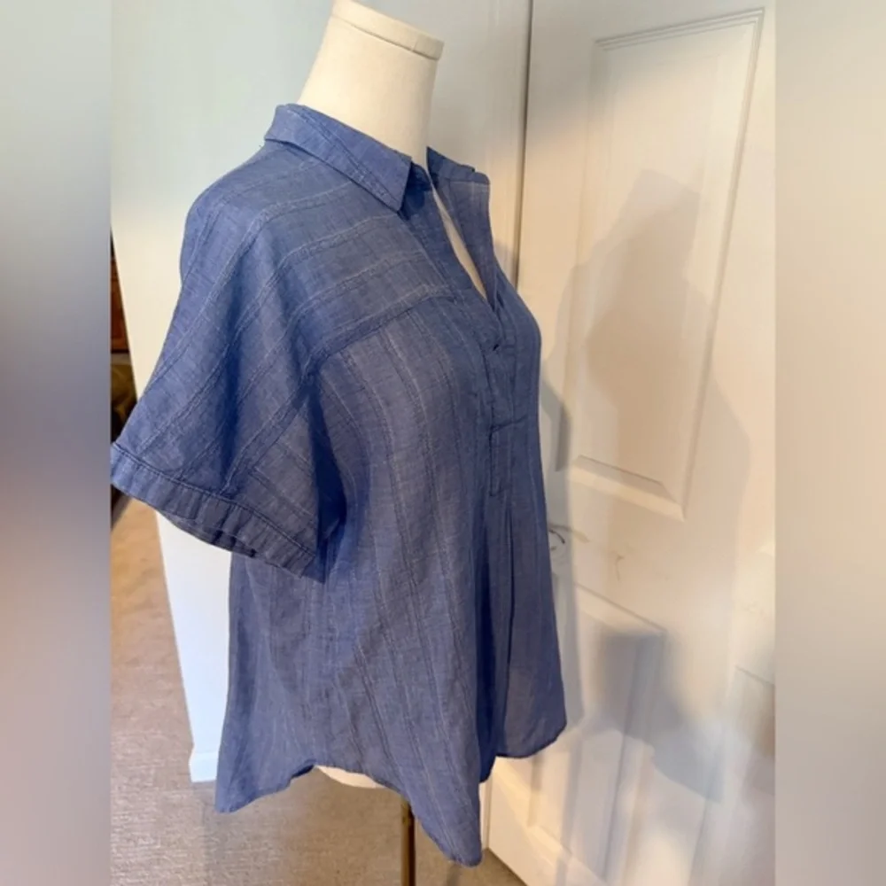 Chic Blue Pleated Blouse – Size Medium (NWOT) - Picture 3 of 9